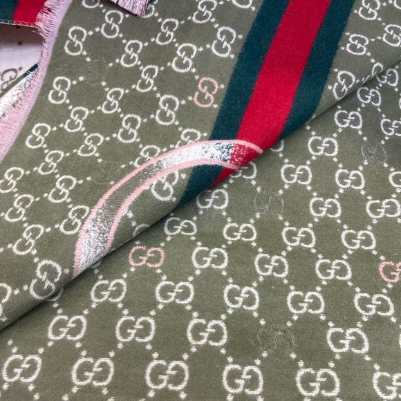 Fashion Olive and Red Monogram Scarf - Picture 3 of 3